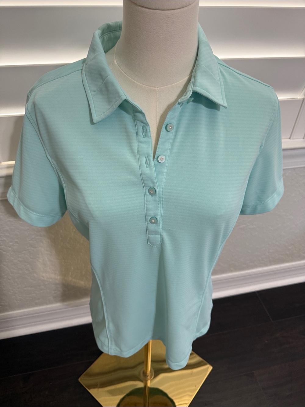 Lightweight Mint Short-Sleeve Polo Top